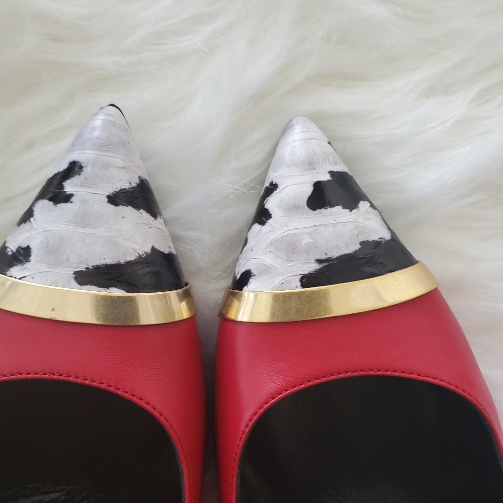 Saint Laurent Pointed-Toe Python-Cap Pump, Red - image 4